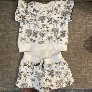 Janie and Jack Palm Girls Tree Terry set -  size 5.  Gently warn.